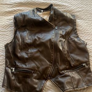 Free people brown leather vest